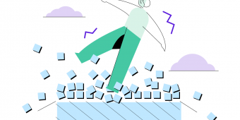 cartoon of person sipping on data blocks