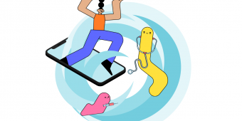 person climbing out of phone