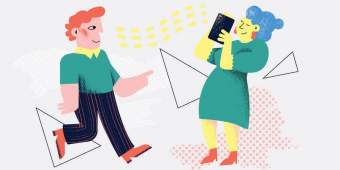 Illustration of two people using technology, showing why DevOps is important